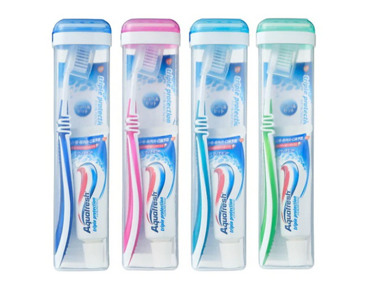 Japan AQUAFRESH travel toothpaste and toothbrush set-(random color)