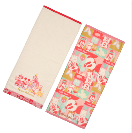 Japan Disney Mickey Minnie Face Towel - Two