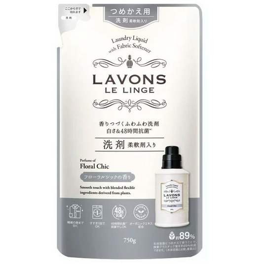 日本LAVONS 抗菌洗衣液加入柔顺剂补充装750g-(多种可选）