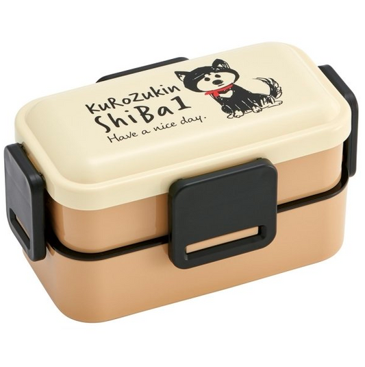 Japan SKATER Black Shiba Inu Double Layer Lunch Box