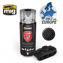 TITANS HOBBY: BLACK MATT PRIMER - 400ml Spray for Plastic, Metal & Resin