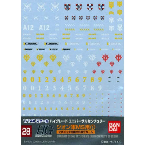 GUNDAM DECAL 028 - PRINCIPALITY OF ZEON USE 1