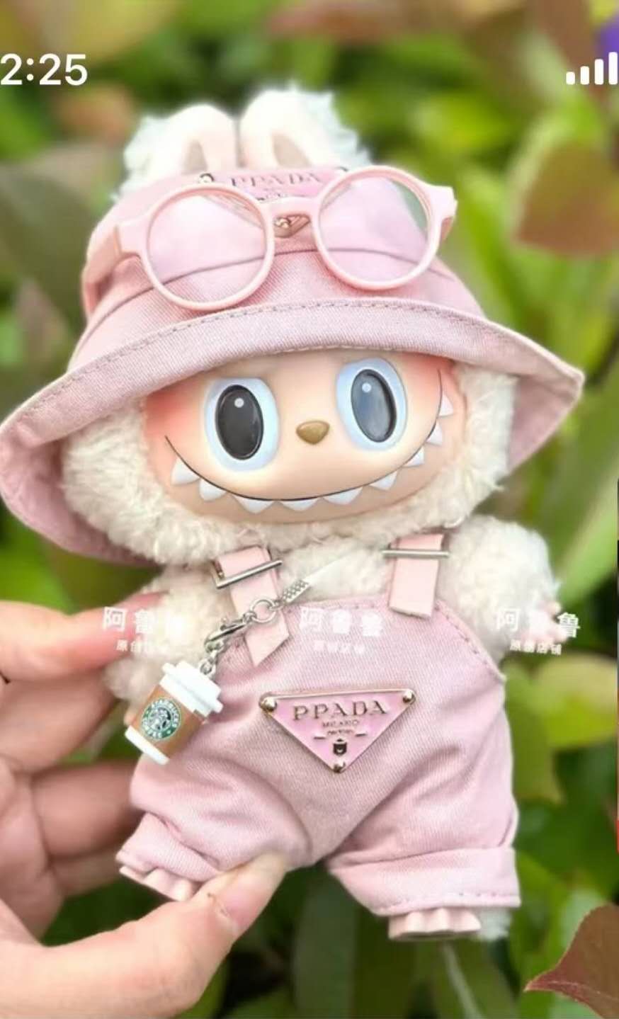 labubu prada 粉色娃衣四件装