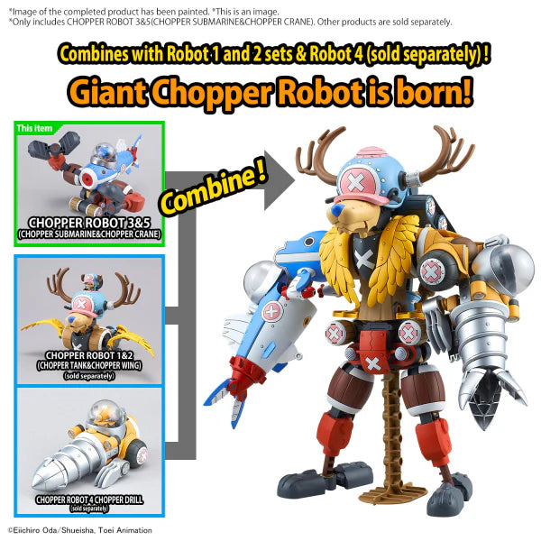 ONE PIECE - BANDAI - CHOPPER ROBOT - NO.3 &amp; 5 CHOPPER SUBMARINE &amp; CHOPPER CRANE