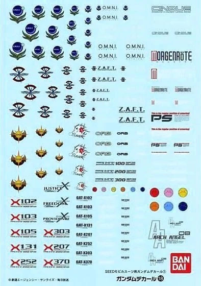 GUNDAM DECAL 018 - 1/100 SEED MS SERIES