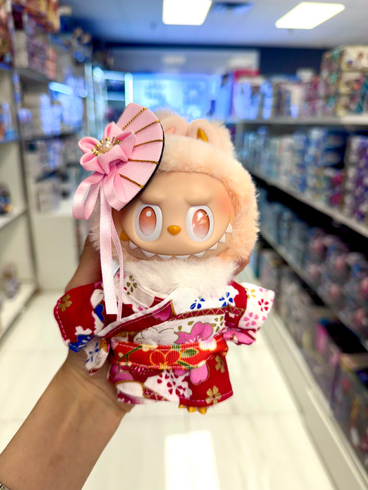 labubu doll clothes-red kimono