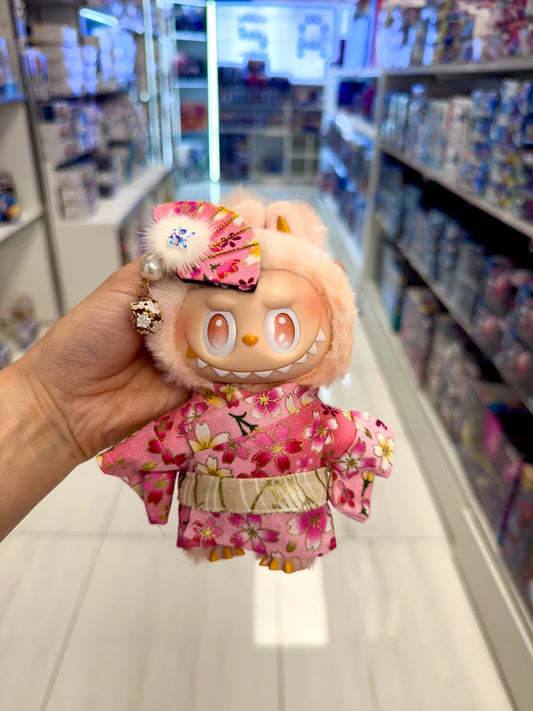 labubu doll clothes-pink kimono
