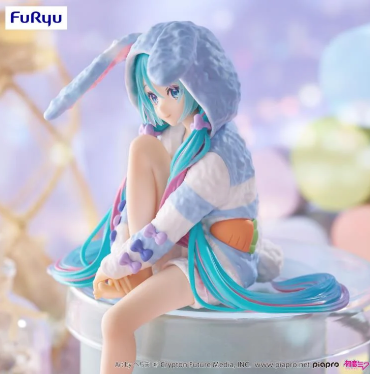 Hatsune Miku Noodle Stopper Figure -Rabbit Ear Hood Pajama Blue Color ver.-