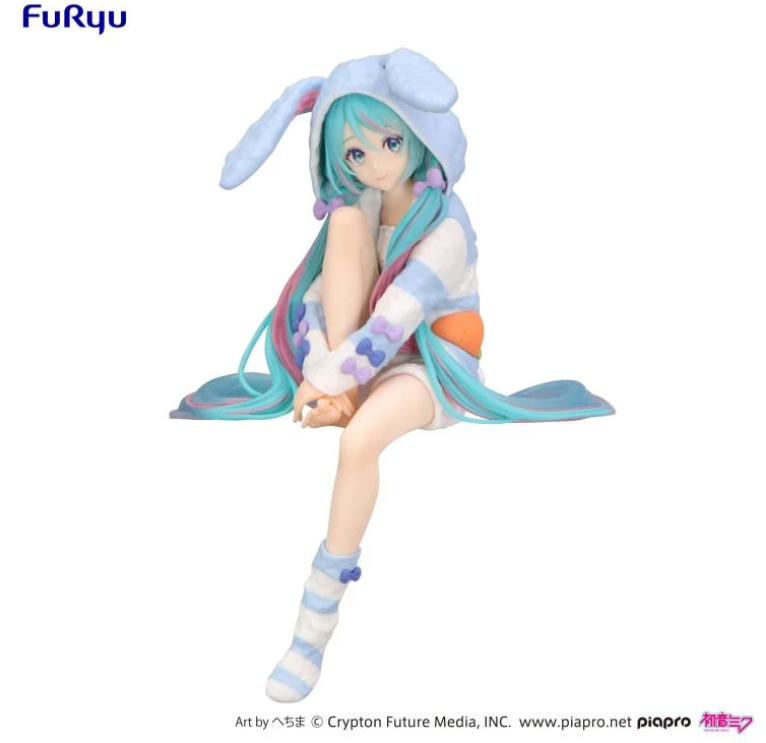 Hatsune Miku Noodle Stopper Figure -Rabbit Ear Hood Pajama Blue Color ver.-