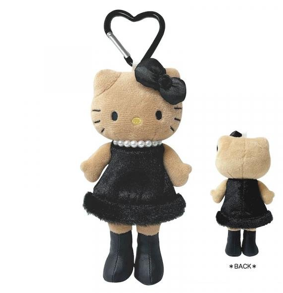日本SANRIO HELLO KITTY棕脸珍珠黑裙子长腿挂件