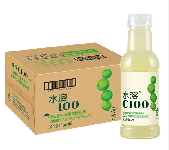 农夫山泉水溶C100青皮桔味复合果汁饮料445ml