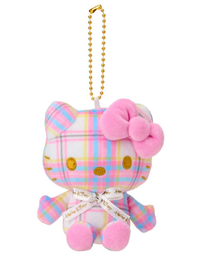 日本限定SANRIO 粉色格子HELLOKITTY挂件