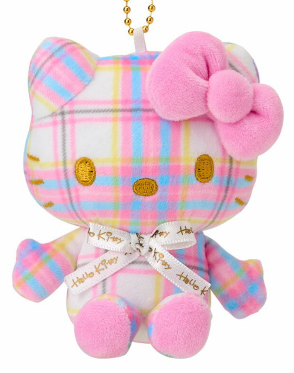 日本限定SANRIO 粉色格子HELLOKITTY挂件