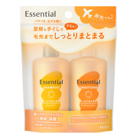 日本KAO 花王 Essential 保湿柔顺洗发水&护发旅行套装（90ml）