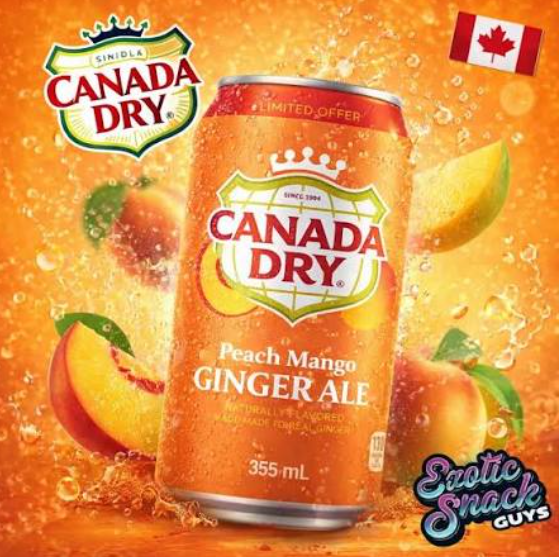 Canada Dry zero sugar limited peach and mango ginger ale