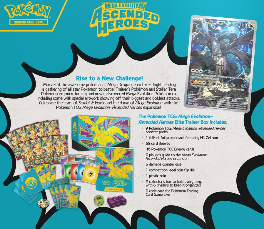 POKEMON  -  MEGA EVOLUTION-  ASCENDED HEROES - ELITE TRAINER BOX (ENGLISH)