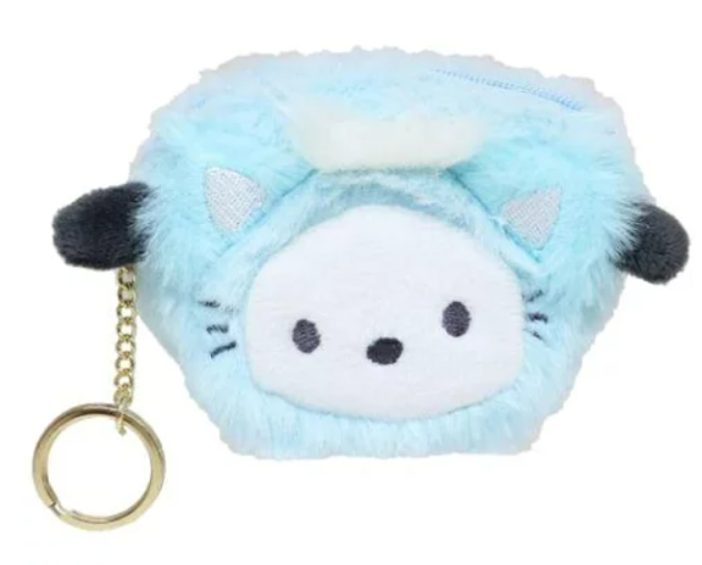Japan SANRIO Sanrio cute Pacha dog plush shape coin purse keychain 