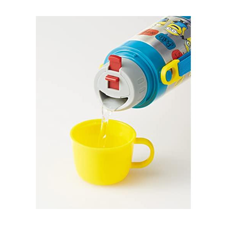 日本SKATER 2WAY 带杯水瓶不锈钢保温瓶 Minions Fever- 600ml
