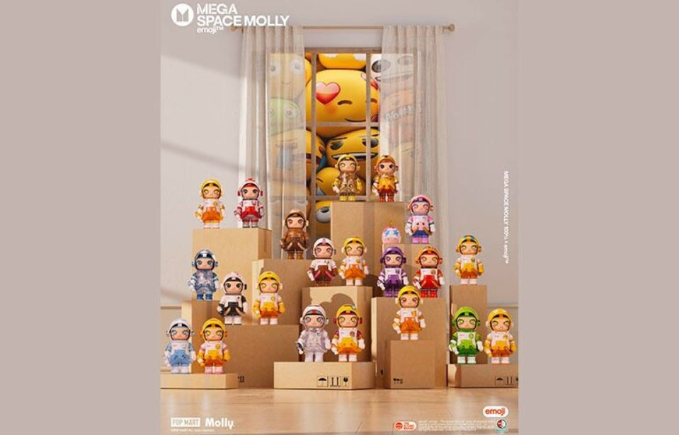 POP MART mega space molly 100% X emoji盲盒