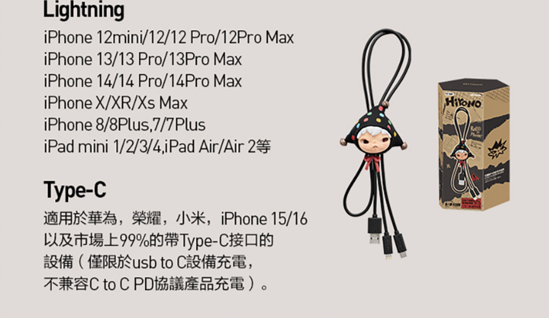 POP MART Hirono小野回声系列-二合一充电线盲盒