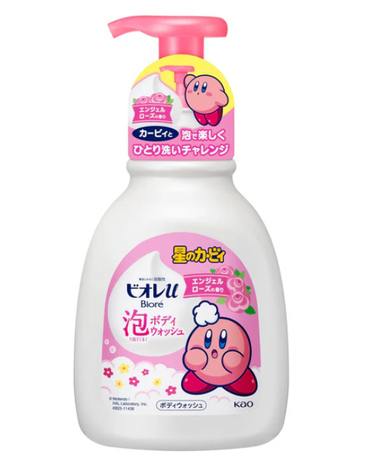 日本Biore星之卡比玫瑰泡沫沐浴露-600ml