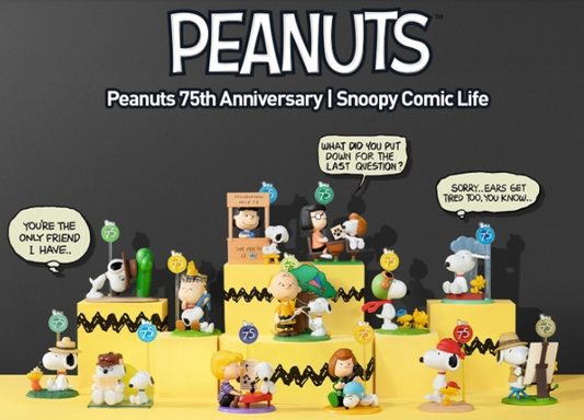 POP MART X PEANUTS花生漫画史努比75周年纪念版盲盒