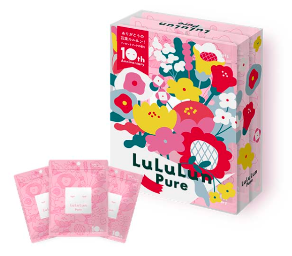 Japan Lululun Pure 10th Anniversary Special Edition 10pcs X 3 bags/ Innocent Bouquet Fragrance-Pink 