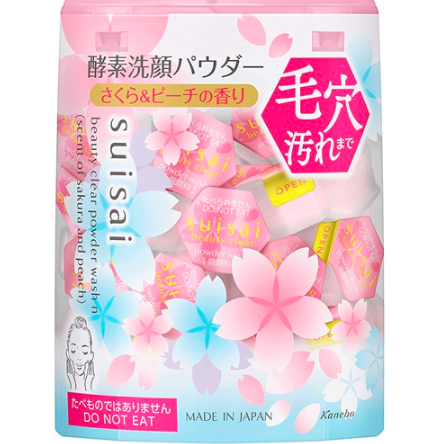 Japan KRACIE susai Limited Cherry Blossom Peach Flavor Enzyme Washing Flour-32pcs 