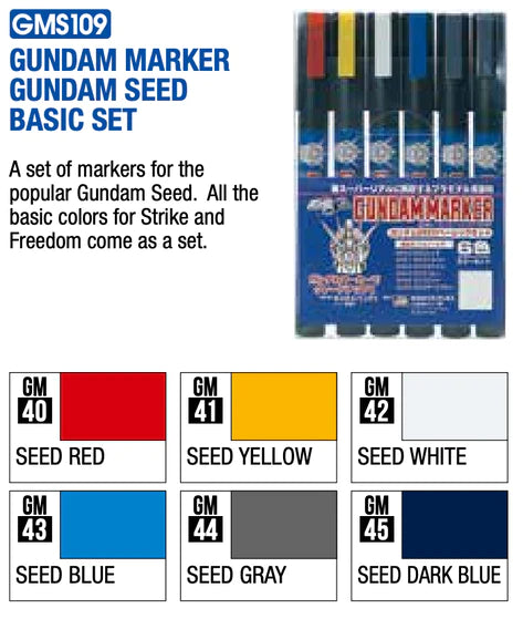 Click to expand  Gundam Marker - Seed Marker Set  Gundam Marker - Seed Marker Set GUNDAM MARKER GMS109 - SEED MARKER SET
