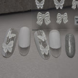 美甲貼紙 Nail Sticker- 黑白蝴蝶结 Black and White Bowknot Butterfly