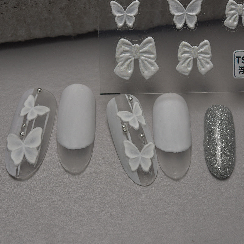 美甲貼紙 Nail Sticker- 黑白蝴蝶结 Black and White Bowknot Butterfly
